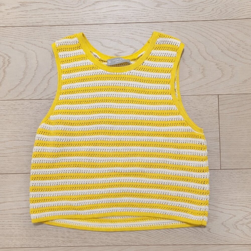 Everlane Women's Striped Yellow Knit Tank Top Sleeveless